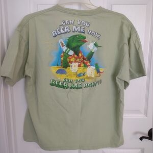 Goin’ Coastal Lizard Says BEER ME NOW Light Green Size XL T Shirt